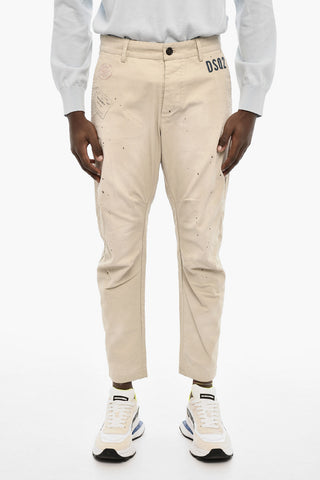 Pantaloni 4 Tasche in Cotone con Monogram in Denim