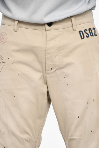 Pantaloni 4 Tasche in Cotone con Monogram in Denim