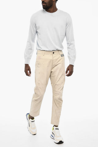 Pantaloni 4 Tasche in Cotone con Monogram in Denim