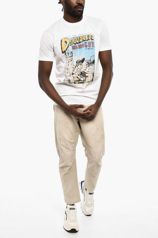 Baumwoll-Crewneck-T-Shirt Mit Maxi-Frontprint