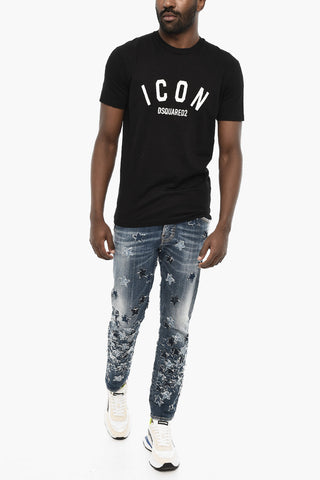 면 크루넥 티셔츠 ICON 프린트