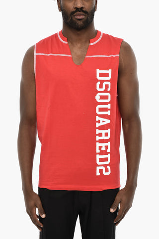 Tank Top Bicolore con Logo Laterale