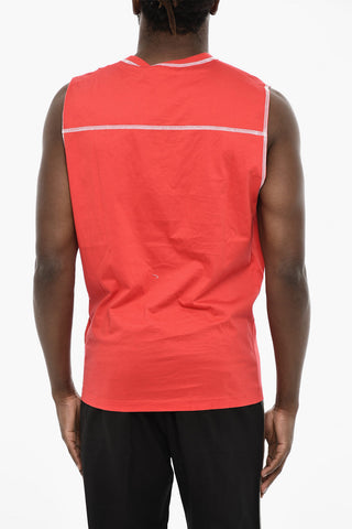 Tank Top Bicolore con Logo Laterale