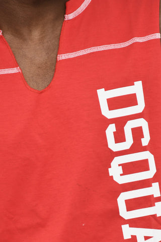 Tank Top Bicolore con Logo Laterale