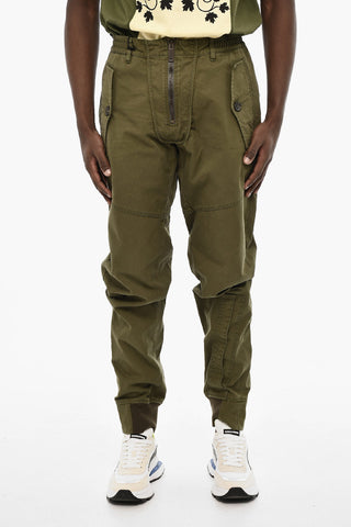 Cotton Twill Cargo Pants with Zip Frontal