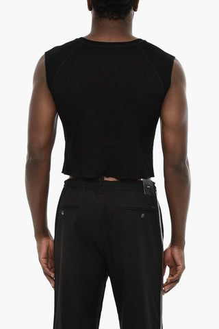 Cropped T-shirt with Contrasting Logo Print