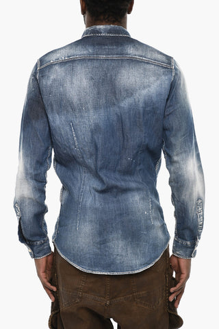Button Down Denim Shirt with Snap Buttons