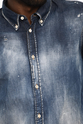 Button Down Denim Shirt with Snap Buttons