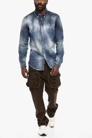 Button Down Denim Shirt with Snap Buttons
