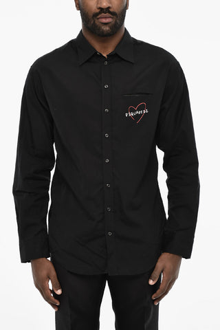 Camicia a Spalla Scesa con Logo a Contrasto