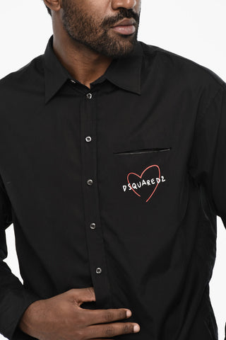 Camicia a Spalla Scesa con Logo a Contrasto