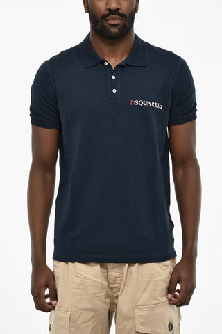 Baumwoll-Piqué Poloshirt mit 3 Knöpfen und Print
