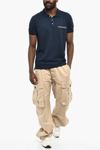 Baumwoll-Piqué Poloshirt mit 3 Knöpfen und Print