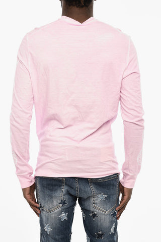 Acid Wash Effect Long Sleeve Crew-neck T-shirt