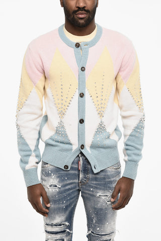 Color Block Cardigan with Jewels