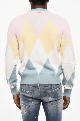 Color Block Cardigan with Jewels