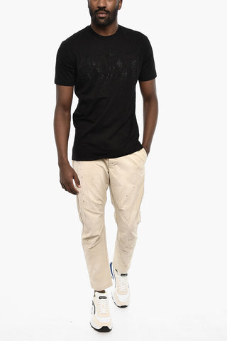 T-shirt Girocollo a Tinta Unita con Strass