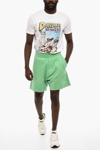 Shorts in Cotone Spugnato con 3 Tasche