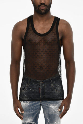 All-Over Monogram Sheer Underwear Tank Top