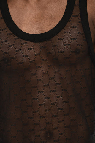 All-Over Monogram Sheer Underwear Tank Top