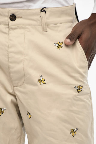 All-Over Embroidered Cotton Twill Cargo Shorts