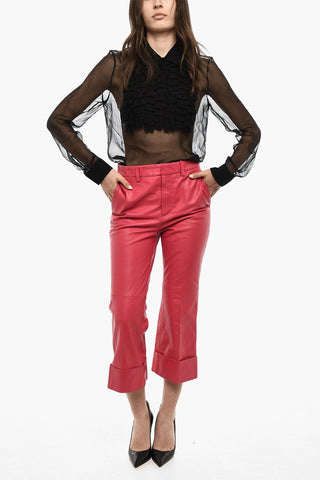 Leather Pants with Cuffed Hem