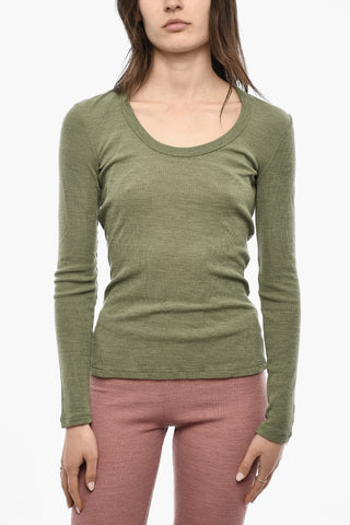 Ribbed Long Sleeved Crewneck Pajama Top