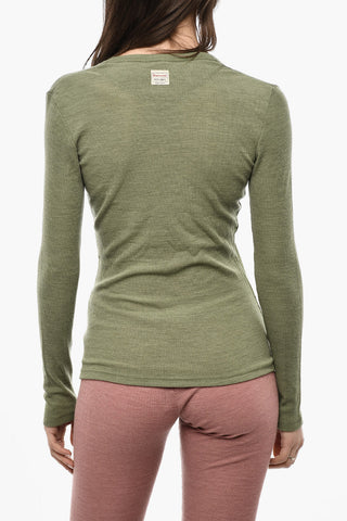 Ribbed Long Sleeved Crewneck Pajama Top