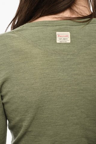 Ribbed Long Sleeved Crewneck Pajama Top