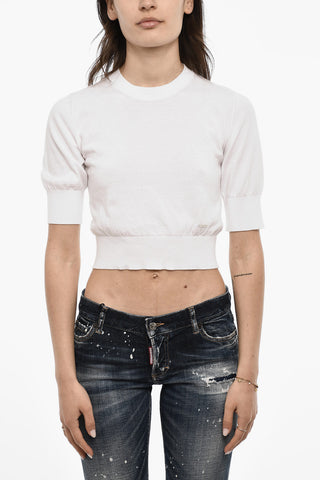 Short Sleeve Cotton Crew-neck Sweater