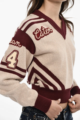 V-Neck Sweater with Contrasting Trims