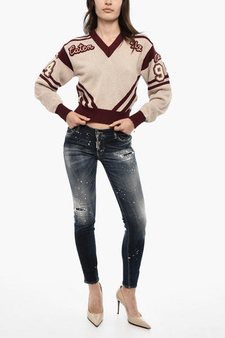 V-Neck Sweater with Contrasting Trims