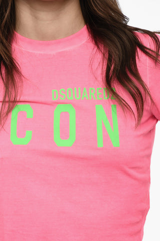 Cropped ICON Crew-neck T-shirt with Contrasting Logo