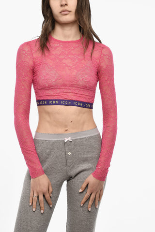Top Crop In Pizzo con Banda Logata