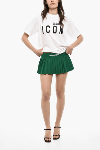 Pleated Mini Skirt with Logo