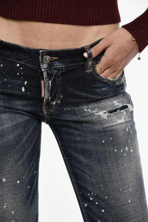 Jeans Distressed Effetto Splatter