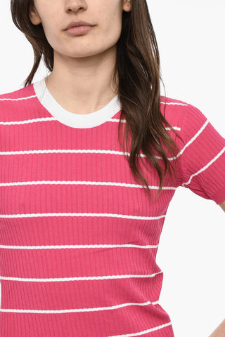 Vestito A Maniche Corte Girocollo A Righe