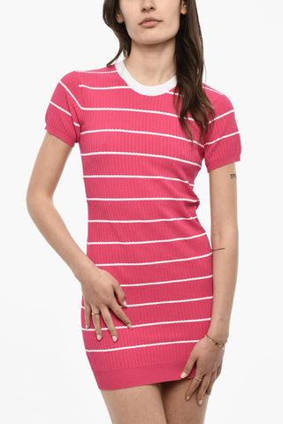 Vestito A Maniche Corte Girocollo A Righe