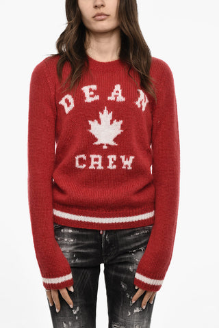Wool Blend Crew-neck Sweater with Embroidery