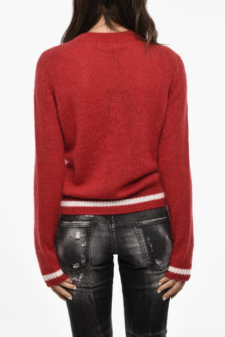 Wool Blend Crew-neck Sweater with Embroidery