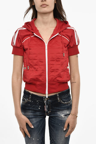 Felpa Hoodie Crop con Chiusura Zip 