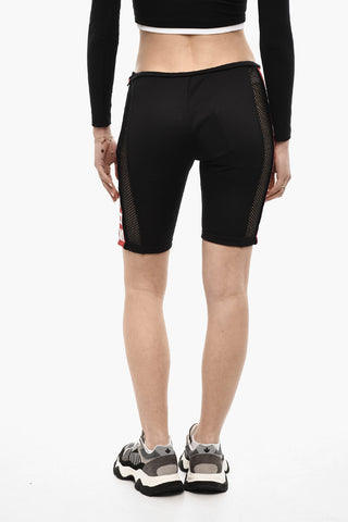 Biker Shorts with Mesh Details and Logo Band