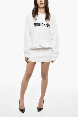 Long Sleeved Brushed Cotton Dress With Logo Print