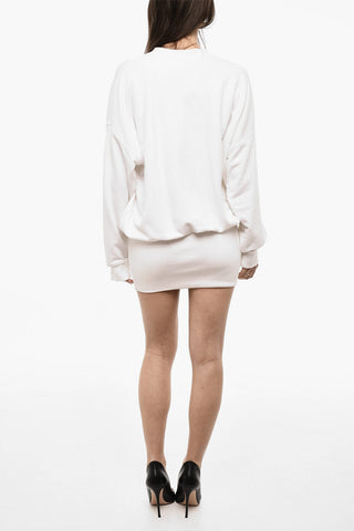 Long Sleeved Brushed Cotton Dress With Logo Print