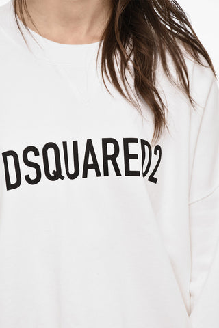 Long Sleeved Brushed Cotton Dress With Logo Print