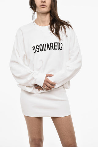 Long Sleeved Brushed Cotton Dress With Logo Print