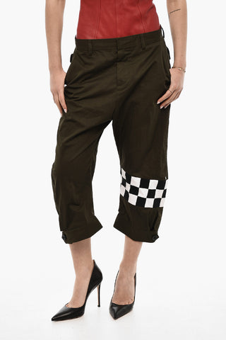 Pantaloni Crop in Cotone e Lana Vergine 