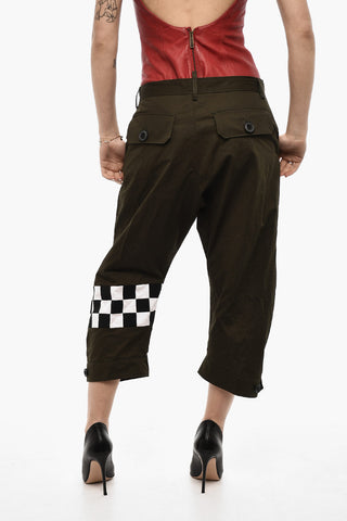 Pantaloni Crop in Cotone e Lana Vergine 