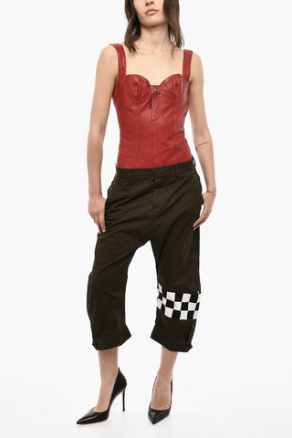 Pantaloni Crop in Cotone e Lana Vergine 
