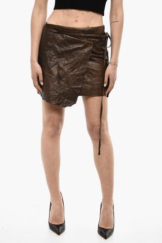 Wickelrock aus Leder mit Binddetail